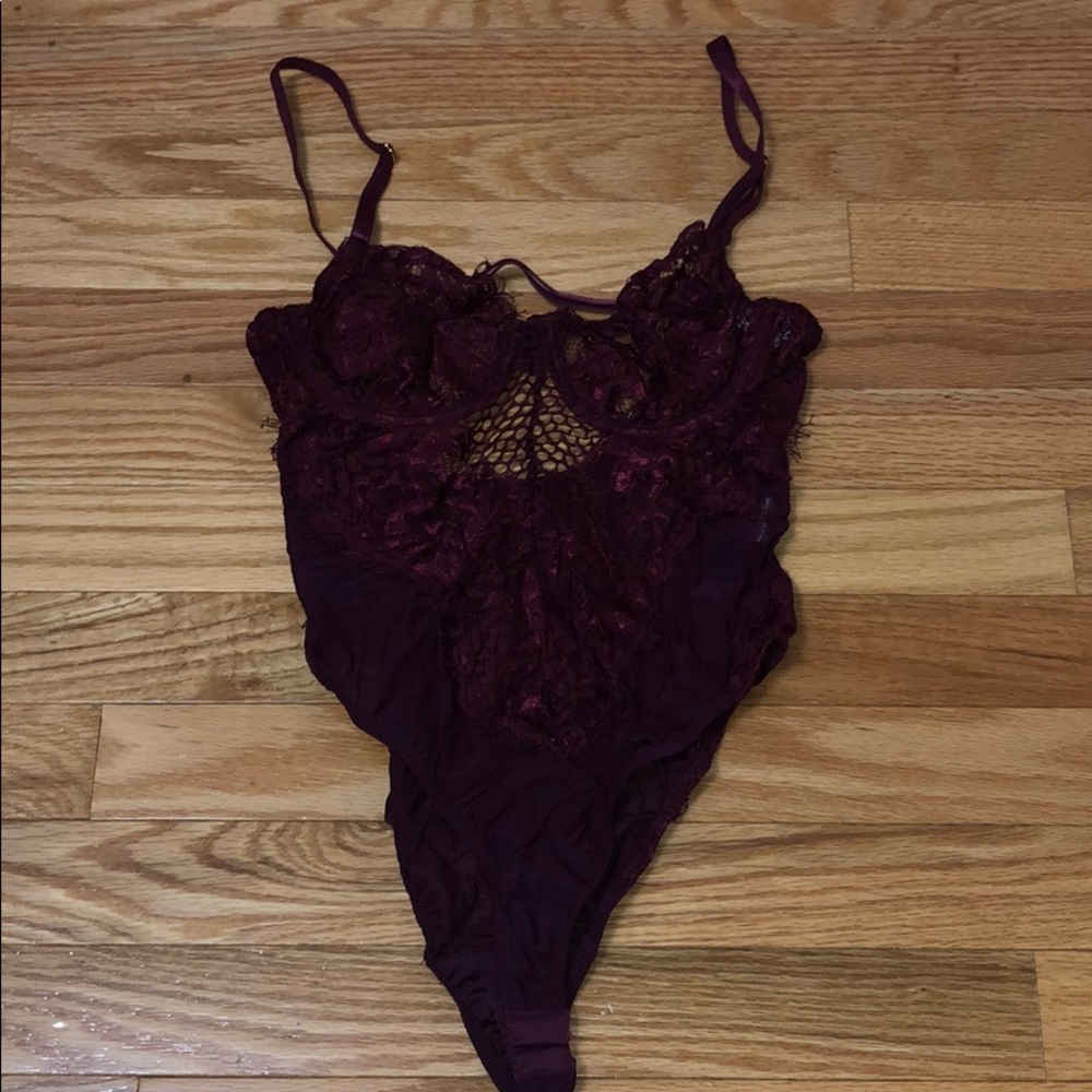 Maroon lace bodysuit